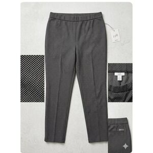 J.‎ Jill Ponte Slim Leg Pants Womens XL Black Brown Geometric Diamond Print NWT